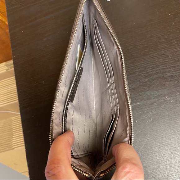 Michael Kors Mercer Leather Clutch - Gunmetal - Picture 3 of 5